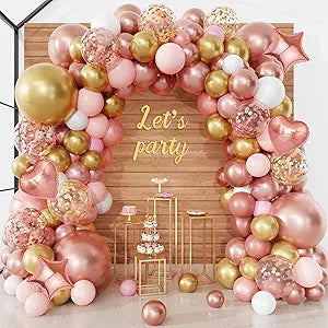 Pink and Gold Confetti Balloons