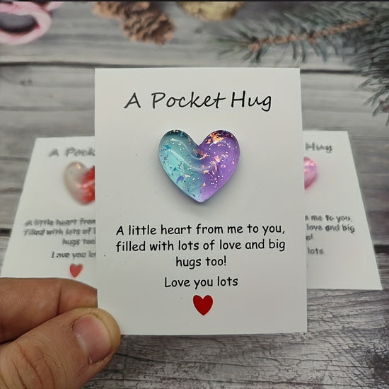 Set A Little Love Heart Pocket Embrace Card Valentines Day Gift For Family Kids Special Birthday Wedding Party Gift Isolation Gift Embrace Token Think About Your Gift Cute Resin Animal Decor With Encouragement Greeting Card Strange Things